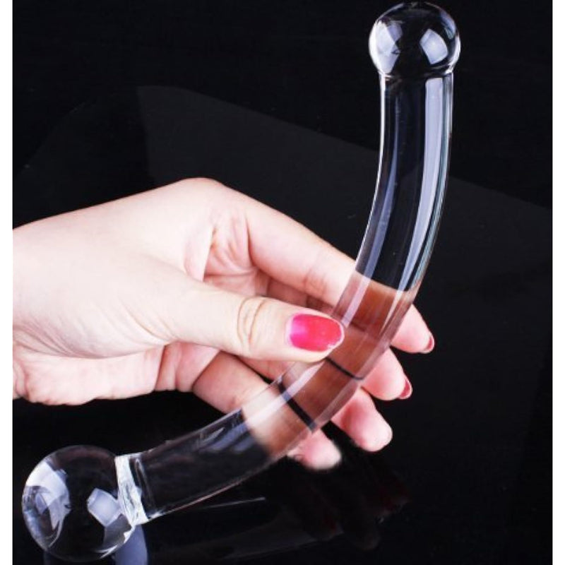 Crystal Glass Dildo Arched Prostate Massager Adult Toy For Women With Free Wrist Strap