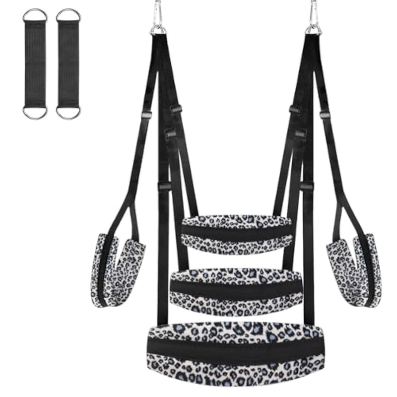 Leopard Print Sex Swing, Sex Swings With Hanging Straps Widened Thick Cushion For Effortless Installation, Adjustable Straps Bdsm Sex Sling, Ideal Adult Toys For Couples
