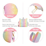 7Pcs Toddler Purse For Girl, Girls Wallet With Pretend Play Toys, Princess Toys With Kids Dress Up Jewelry Set (Rainbow Unicorn)