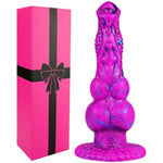 8.9 Inch Monster Double Knot Fantasy Silicone G-Spot Dildo Wide Suction Cup, Large Animal Horse Wolf Dildo Long Anal Plug, Giant Dragon Penis Purple Xl Dog Knot Dildo Thick Sex Toy For Gays Lesbians
