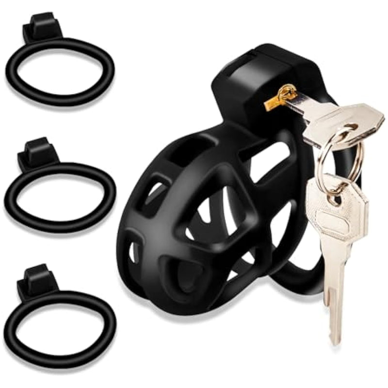 Male Chastity Cage, Lightweight Cock Cage Device, Large Chastity Device With 3 Sizes Rings, Penis Training And Abstinence Bdsm Sex Toys For Men?S?