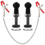 Adjustable Nipple Clamps Breast Clip And Body Ring Body Clamps Nipple Suckers Non-Piercing Chain Stainless Steel For Women Faux Body Jewelry (Red)