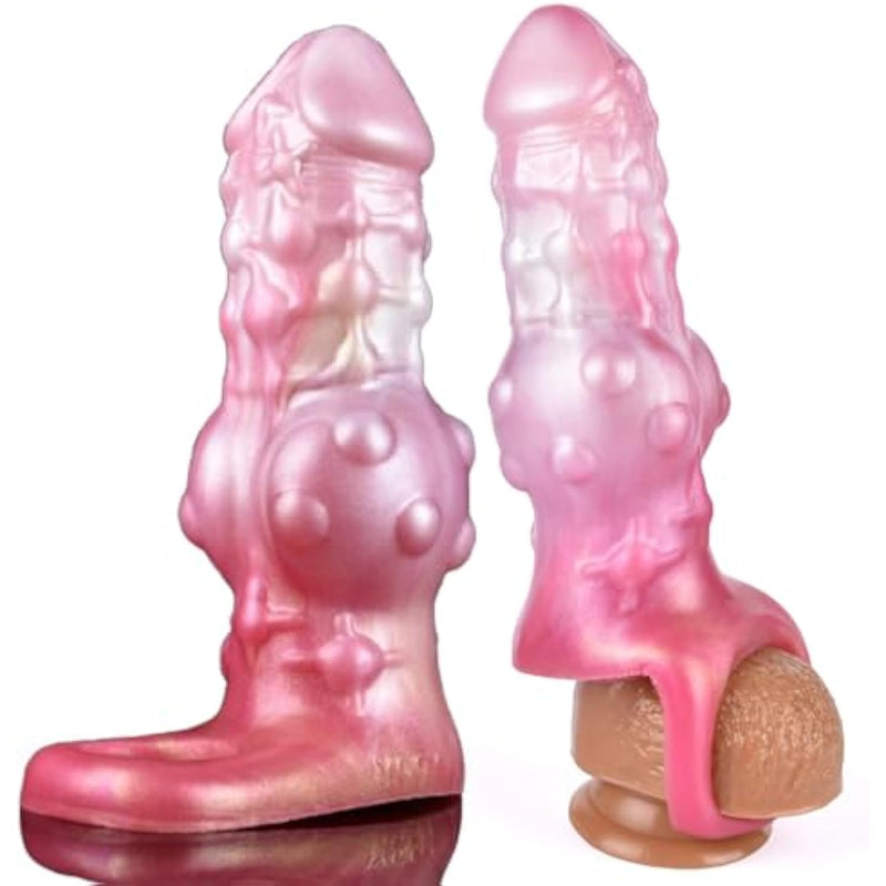 7.16" Monster Penis Sleeve Enlarger Silicone Penis Extension Sleeve With Cock Ring, Soft Men Penis Extender Cock Enlargement Male Adult Sex Toy