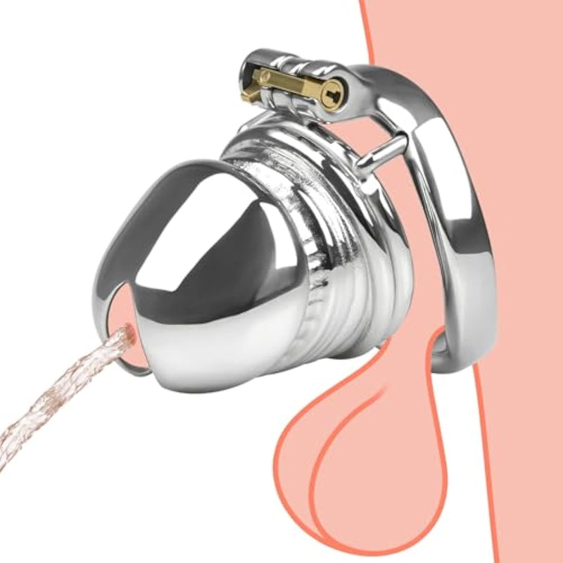 Stainless Steel Male Chastity Devices Cock Cage Locked Penis Exercise Tease Bondage With Invisible Lock Adult Sex Toy For Men (L)