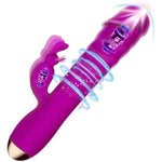 Telescopic Heating Tongue Licking Vibrators, Thrusting G Spot Rabbit Vibrator, 10 Tongue Licking Vibration Modes & 3 Stretching Modes, Adult Sex Toys For Women (Purple)
