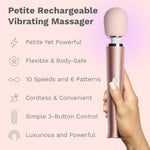 Rose Gold Petite Personal Massager for Women and Men - 10 Rumbly Speeds, 6 Vibration Patterns, Rechargeable via USB