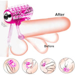 Vibrating Cock Ring With Double Penis Ring Silicone Cockring Vibrator G-Spot Stimulating Clitoral Stimulator Penis Erect Erection Enhance Adult Male Sex Toy Vibrator For Longer Harder Stronger (Pink)