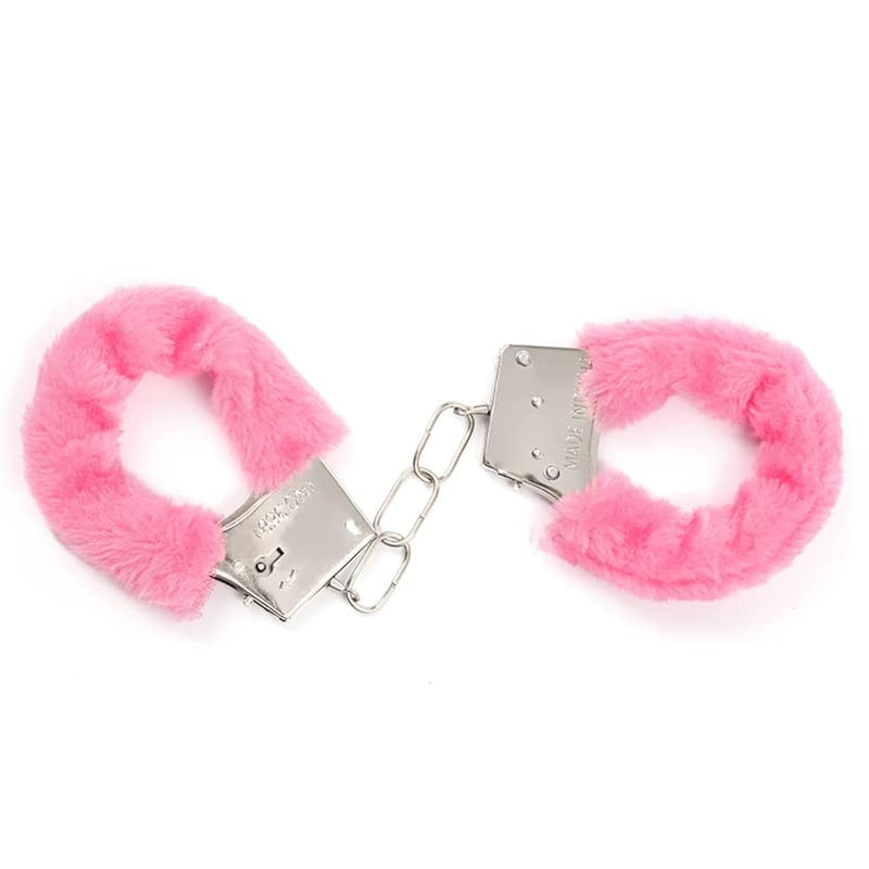 Furry Adjustable Sex Handcuffs With Keys,Ankle Bracelets,Sm Adult Plush Stainless Steel Bondage Fetish Handcuffs,Adult Sex Toys?Halloween Cosplay Party Stage Police Costume Prop (Pink)