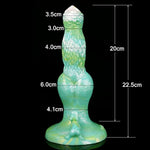 Unique Knotty Soft Flexible Strong Suction Silicone Dog Dildo Wolf Anal Plug With Knot Canine Style Multi Color (Blue-Green)
