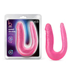 Blush B Yours 12.5” Sweet U-Shaped Dildo For Double Penetration, 1 Wide 1 Narrow End Realistic Silicone Double Dildo - Beginner Anal & Vaginal Play Cock - Adult Sex Toy For Women, Men, Couples -(Pink)