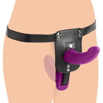 Purple Double Take 10X Double Penetration Vibrating Strap-On Harness