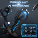 Prostate Massager Sex Toys, Vibrating Butt Plug With Cock Penis Ring, 3 Thrusting & 10 Vibrating Modes Anal Beads Dildo Vibrator Toys, Remote Control Vibrators Adult Sex Toy For Men Or Couples