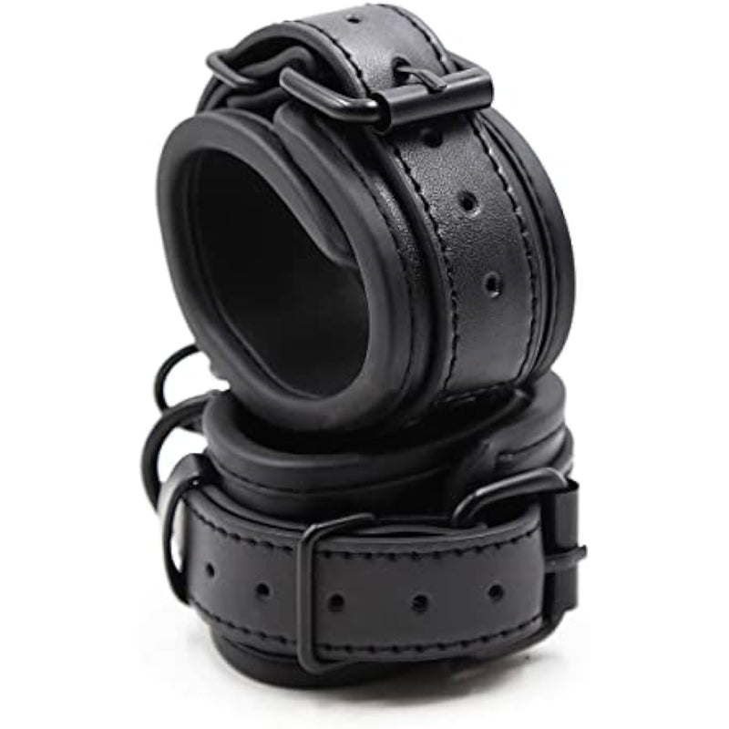 Padded Faux Leather Sex Cuffs, Bdsm Kits Bondage Restraints Toys Bondage Handcuffs Ankle Cuffs For Sex Games (Handcuffs, Black-3)