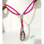 Female Stainless Steel Adjustable Chastity Belt Invisible Panties Device Lockable Underwear Bondage Briefs Bondage Devices Bdsm Adult Sex Toys (Pink, 90-110Cm)