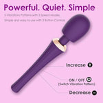The Joystick Powerful Large Wand Massager | 5 Vibration Modes & 3 Speeds | Waterproof & Rechargeable | Ultra-Smooth Medical-Grade Silicone | Deep Tissue & Personal Relaxation (Black/Purple)