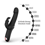Adult Sex Toy for Women - Waterproof Rabbit Vibrator with 10 Powerful Vibration Modes and Thrusting Functions