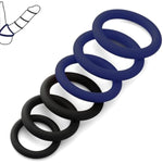 Adult Sex Toys Male Silicone Cock Glans Penis Rings Men Delay Ejaculation, Set Of 6 Multi Sizes (Black Blue)