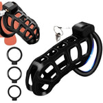 Male Chastity Cage,Large Chastity Device With 4 Sizes Rings For Men Penis Erection Control,Apply To Man Penis Exercise Bondage Gear & Accessories Lightweight Adult Sex Toy.Large Size