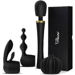 Wand Vibrator Kit For Couples, Powerful Cordless Vibrating Wand With 3 Attachments For Clitoral, G-Spot & Anal Stimulation, 5 Vibration Modes & 3 Speeds, Adult Sex Toys For Women & Partner