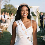Bride To Be Sash + Bride Veil + Rose Gold Crown Set Bachelorette Party Decorations Favors Bridal Shower Gifts
