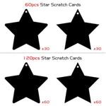 60 Pcs Star Scratch Art Cards, Magic Rainbow DIY Ornaments for Kids