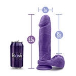 Blush Au Naturel Bold Massive 9" Realistic Dildo W/Balls - Dual Density Soft Cock With Suction Cup, Strap-On Compatible - Lifelike Thick & Flexible Penis Sex Toy For Women, Men & Couples - (Purple)