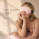 Silk Sleep Mask, Light Blocking Eye Mask for Sleeping with Adjustable Strap