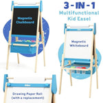 Adjustable Double-Sided Kids Easel with Whiteboard, Chalkboard & Paper Roll