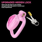 Chastity Cage For Men Cock Chastity Lock With 4Rings, Pink Resin Chastity Device For Male Penis Exercise Cage?Light And Unobtrusive 80G (Pink)