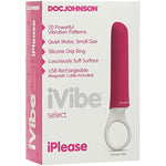 Doc Johnson iVibe Select - iPlease - Powerful 20 Function Vibrator with Silicone Grip Ring - Quiet Motor, Small Size, Waterproof, USB Rechargeable - Pink/White (6026-05-AM)