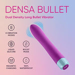 Densa Flexible Long Bullet Vibrator For Women - Female Sex Toys With 8 Vibration Modes & Boost Mode - 100% Waterproof, Magnetic Usb Charging, Liquid Silicone, Travel-Friendly Adult Toys (Purple)