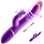 Thrusting Vibrator Dildo Sex Toys For Women - 4 In 1 One Click Burst Rabbit Vibrator With 8 Bunny Flapping 8 Vibrating 3 Thrust Heating Function Clitoral Stimulator G Spot Vibrator Waterproof