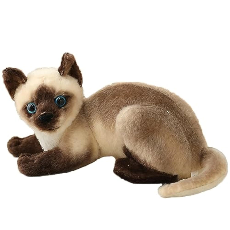 Cute Simulation Siamese Cat Plush Toy Realistic Lifelike Siamese Cat Kitty Stuffed Animals Model Doll Gift Collection For Kids