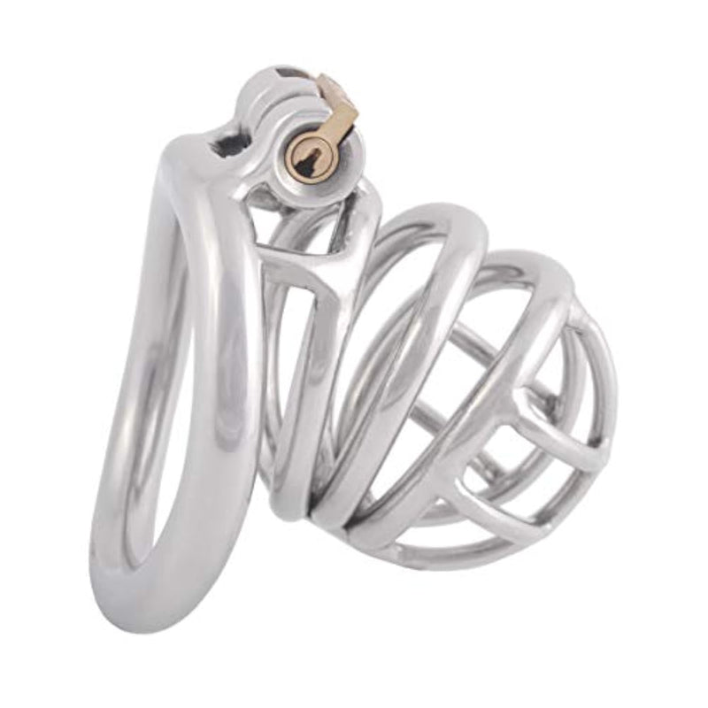 Stainless Steel Small Male Chastity Device Ergonomic Design Stealth Lock For Adults Solitary Extreme Confinement Cage S055 (2.17 Inch/ 55Mm)