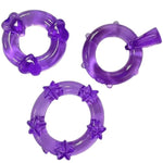 Cock Penis Ring 3 Pcs Sets For Male, Silicone O-Ring Cock Rings For Couples Adult, Delay Rings With Bumps For Longer Harder Stronger Erections Testicle Stretcher Soft Massager(Purple)