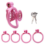 Male Inverted Chastity Cage Sex Toy Set With 4 Cock Rings, 3D Small Negative Chastity Devices Locked Cock Cage Nylon Fish Trap Shape Adult Penis Sm Bondage Device Sex Toys For Men & Gay