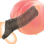 Penis Sleeve Threaded Reusable Enlarge Sleeves Thick Realistic Silicone Soft Cock Sheath Adult Sex Toys For Men Enlarger Girth Rings (Black)