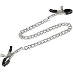 Nipple Clamps - Soft Rubber Breast Clips, Restraint, Bondage, Nipple Play, Role-Playing, Bdsm - Adjustable Clamps With Metal Chain