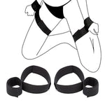 Touch Fastener Sexual Hands Feet Binding Straps Wrist To Thigh Ankle Cuffs Wrist Ankle Restraints Handcuffs Bracelets Bondage Kit Rope Lanyard Adult Bedroom Play Bdsm Submissive Restraint (A)