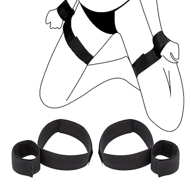 Touch Fastener Sexual Hands Feet Binding Straps Wrist To Thigh Ankle Cuffs Wrist Ankle Restraints Handcuffs Bracelets Bondage Kit Rope Lanyard Adult Bedroom Play Bdsm Submissive Restraint (A)