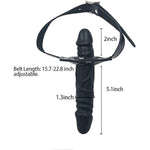 Sm Dildo Gag Double-Cock Lockable Realistic Penis Gag Mouth Gag With Adjustable Leather Strap