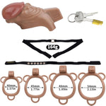 Hollow Penis Cage Set With 4 Rings, An Anti-Slip Belt And 2 Keys, Moulded Design Chastity Cage Lock Male Sex Toys Sm Slave Restraints & Bondage For Couples (M)