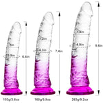Clear Purple Combination Suction Cup Dildo - 3 Sizes Realistic Dildo(6.4''Small, 7.4''Medium,9.6''Large), Eggless,Perfect For Anal And Vaginal Pleasure Realistic Penis For Beginners To Advanced Users