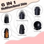 6In1 Thrusting Dildo Vibrator Adult Sex Toys Realistic Silicone Suction Cup Dildos With 3 Vibration 5 Thrust Modes With Roating,Remote Control Vibrators Adult Sex Toys & Games For Women Men (Black)