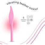 Vibrating Feather Tickler With Silk Sash, 5 Vibration Settings, Body-Safe Silicone, Fully Waterproof, And Usb Rechargeable