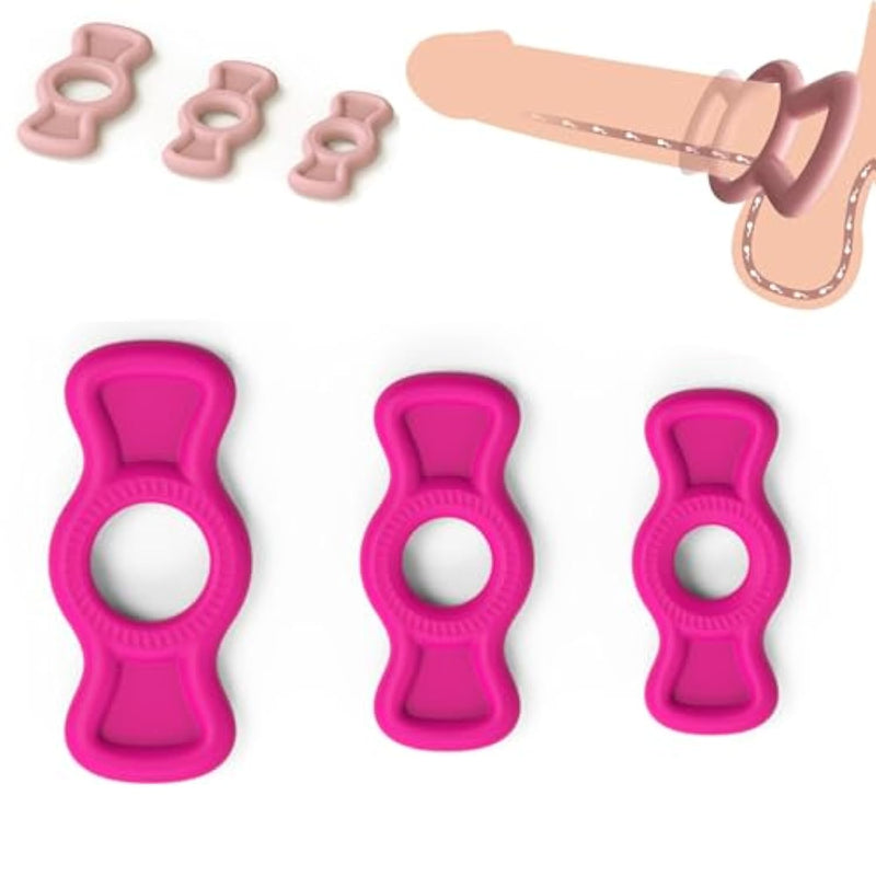 Silicone Cock/Penis Rings Helps Create Firmer And Thicker Erections - Side Tabs For Easy Removal And Adjustment Adult Sex Toys For Men Or Couple 3Pcs (Purple)