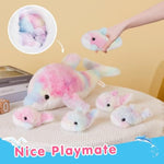 17-Inch Rainbow Dolphin Plush Toy With 4 Baby | Soft & Cuddly Stuffed Family Set | Colorful Dolphin Plush Gift For Kids