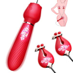 Clitoral Vibrator With Nipple Clamps Bdsm Adult Sex Toy For Women Silicone G-Spot Vibrator With 10 Vibration Modes For Female Nipple And Clitoral Stimulation