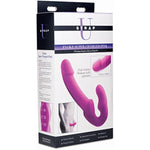 Evoke Rechargeable Vibrating Silicone Strapless Strap On, Pink