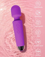 Vibrator Wand with 20 Modes & 8 Speeds, Clitoral Vibrators for Women Wand Massager, Waterproof Female Vibrating Adult Sex Toy, Clit Stimulator Sex Toys for Her Pleasure (Purple)